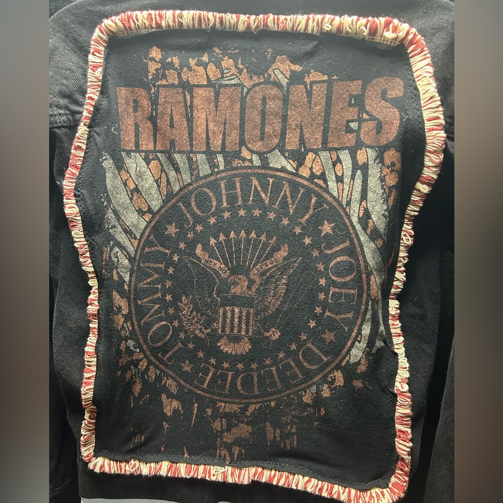 UPCYCLED one of a kind, Ramones Music Denim Jacket - Picture 2 of 3